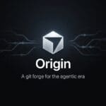 Cursor Origin logo and tagline A git forge for the agentic era on a dark background with a subtle git branch graph